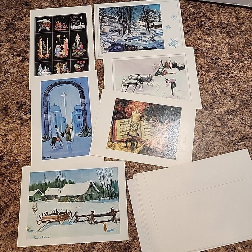 Lot of 6 Vintage Christmas Cards Association Of Handicapped Artists Religious